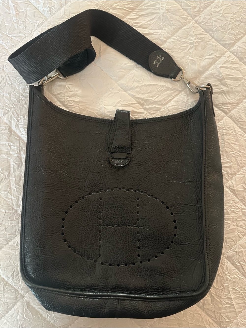 Hermes Black Leather Evelyne Bag